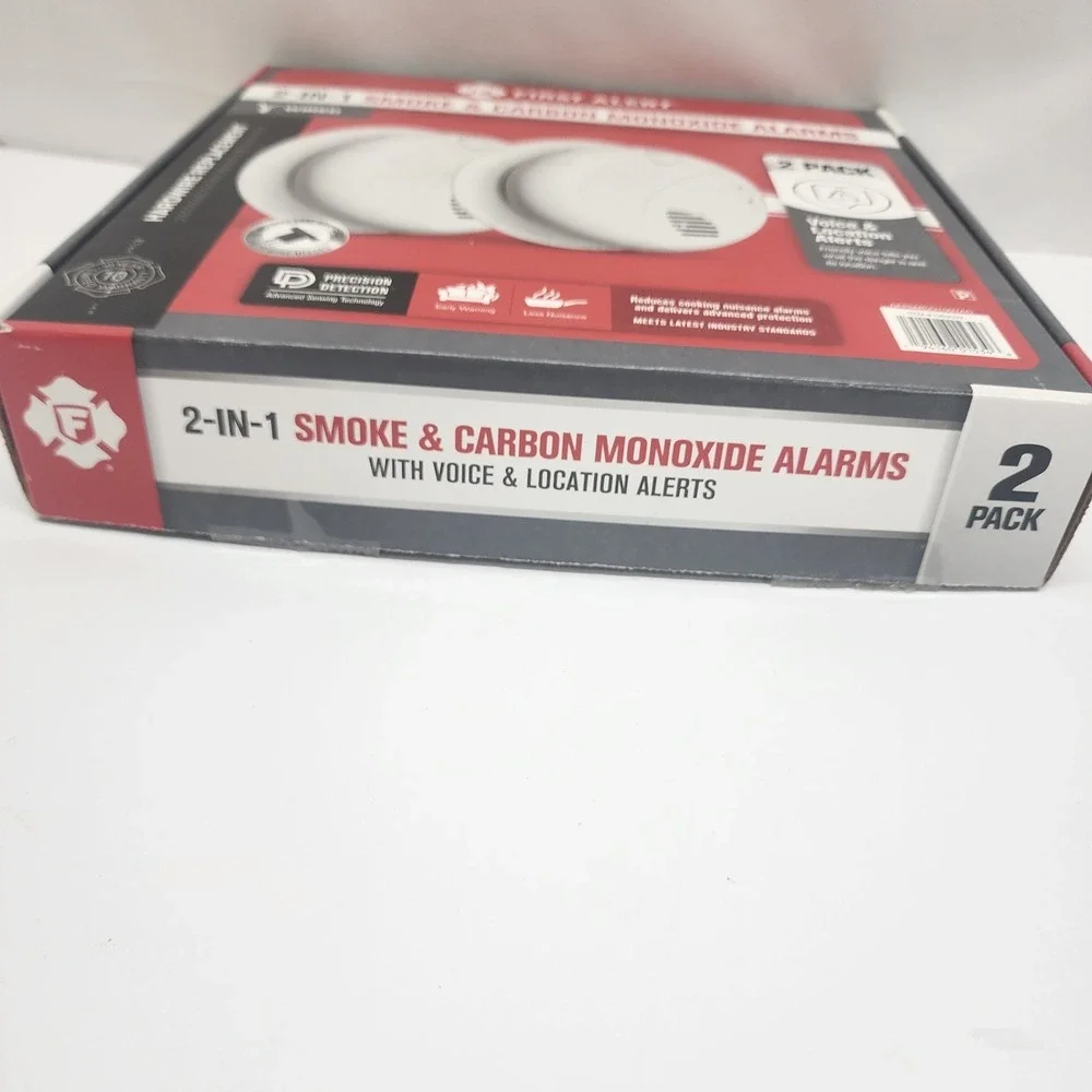 First Alert 2 Pack  2-in-1 Smoke & Carbon Monoxide Alarms w/ Voice Alerts